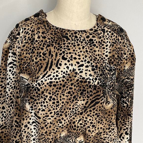 Vintage Leopard Print Blouse Animal Pattern Top Chic Street Style M/L - Picture 6 of 11